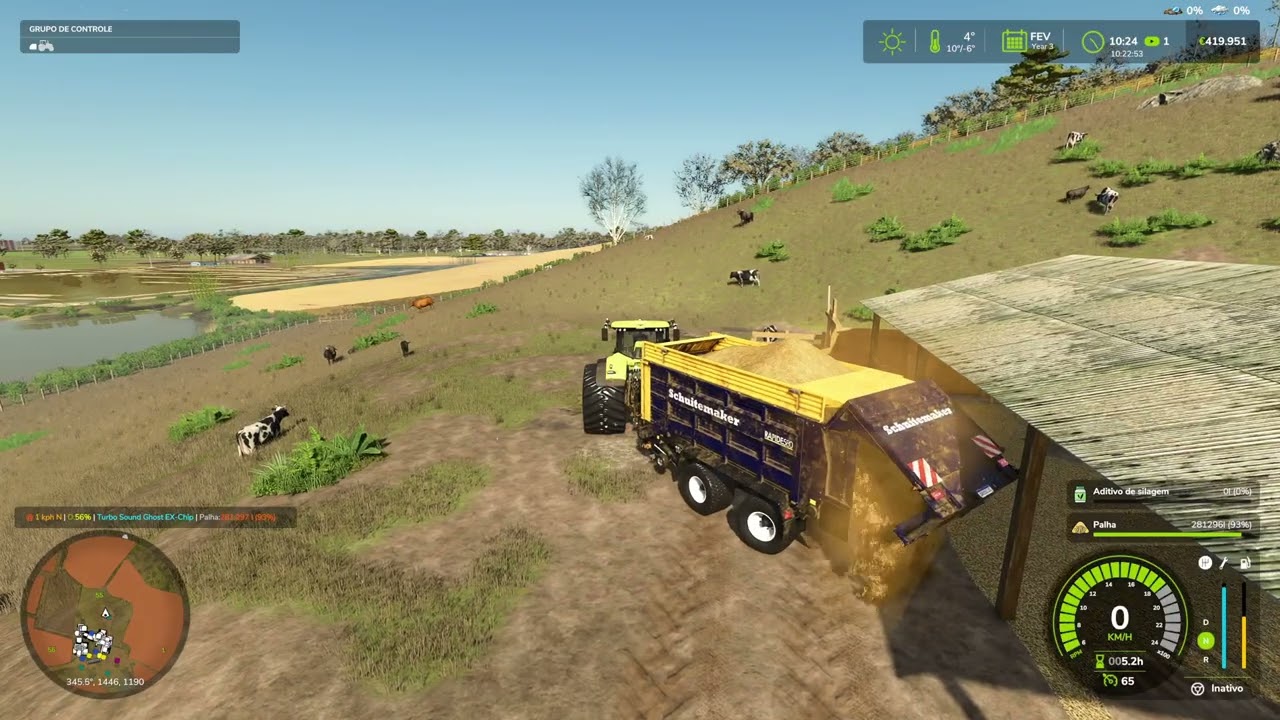 FS 25,TURVO MAP, RECOLHENDO PALHAS DE ARROZ.