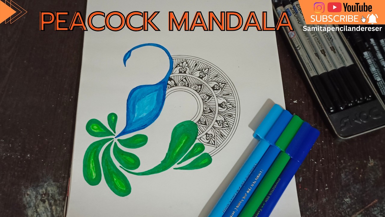 Color peacock mandala/ peacock mandala/ Mandala for beginners