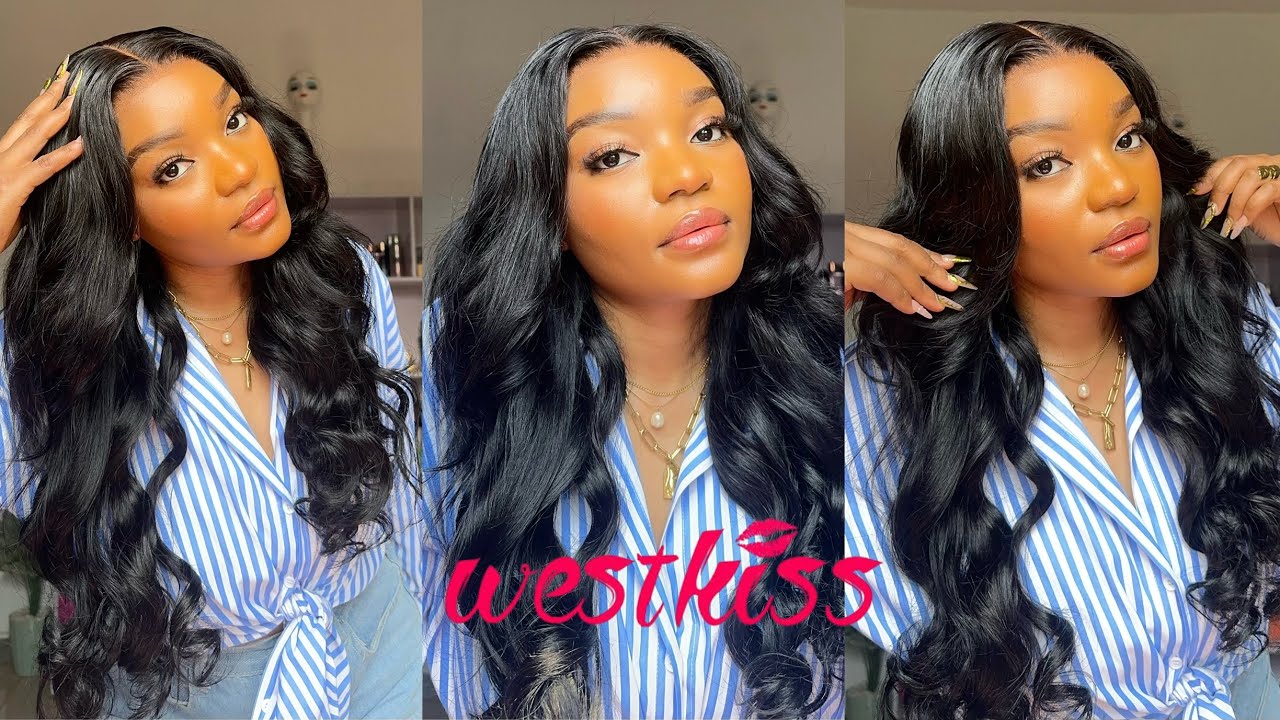 THE EASIEST INSTALL EVER! Pre-curled curtain bangs 5x7 closure wig | WEST KISS HAIR HONEST REVIEW