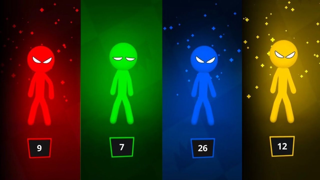 Stickman Party - Турнирный режим, случайный выбор 1-4 игроков | Прохождение игры, обновление мини...