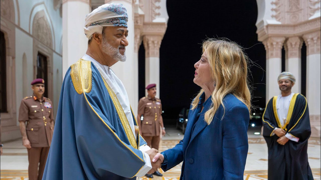 جلالة ⁧‫السلطان‬⁩ المعظم يستقبل بمسقط دولة ⁧‫جورجيا ميلوني‬⁩ رئيسة وزراء الجمهورية الإيطالية