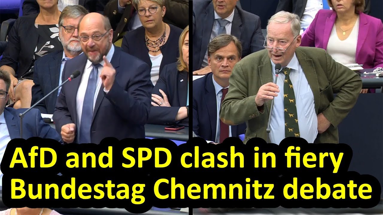 Chemnitz debate in Bundestag, AfD leader Alexander Gauland vs SPD's Martin Schulz, English subtitles