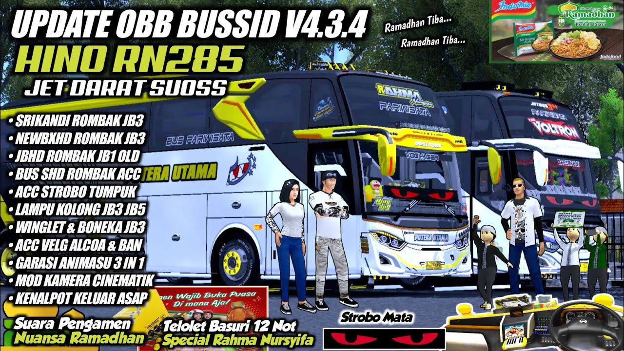 TERBARU BUSSID V4.3.4 HINO RN285 JET DARAT SUOS | HD REALISTIS | NADA BASURI TERBARU