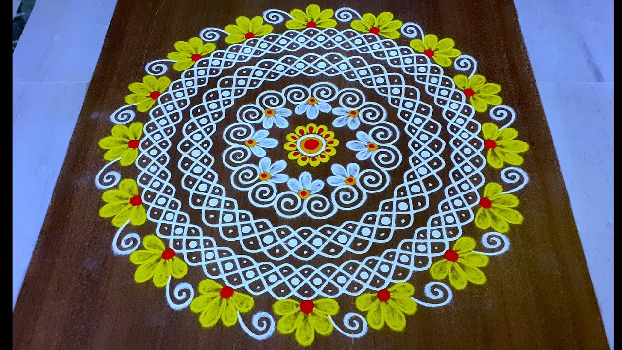 Beautiful competition muggulu🌸Beautiful festival rangoli🌸Colourfull big rangoli design|| Naa Rangoli