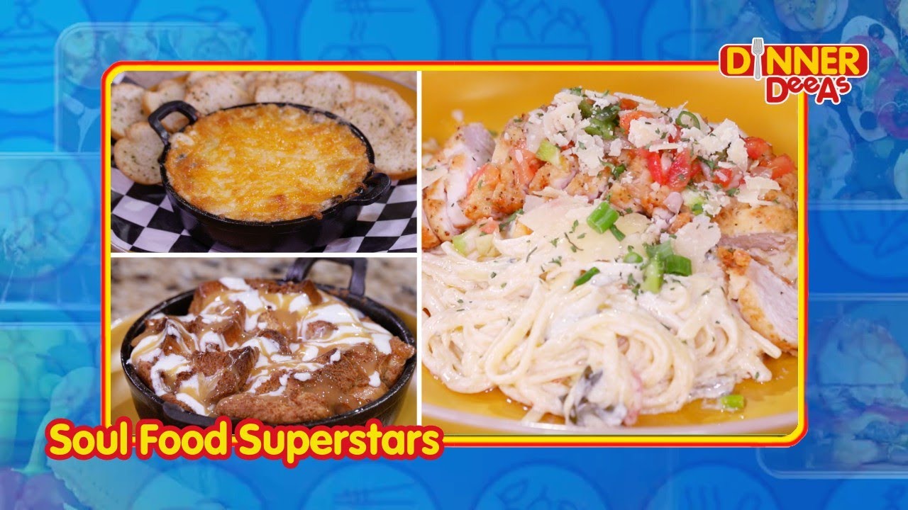 Soul Food Superstars - Chicken Pasta, Collard Green Dip & Cuban Bread Pudding | Dinner DeeAs
