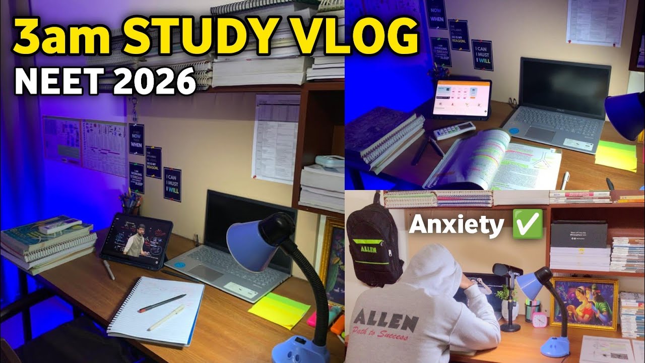 3am Study Vlog NEET 2026 📈 anxiety level 😭 | NEET ASPIRANT KOTA | LAST 30 DAY'S | MORNING STUDY 