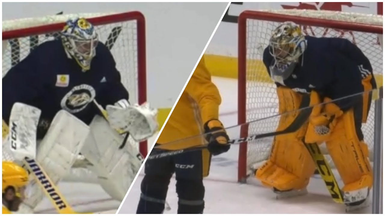 JUUSE SAROS & DAVID RITTICH practice Nashville Predators training camp 2021