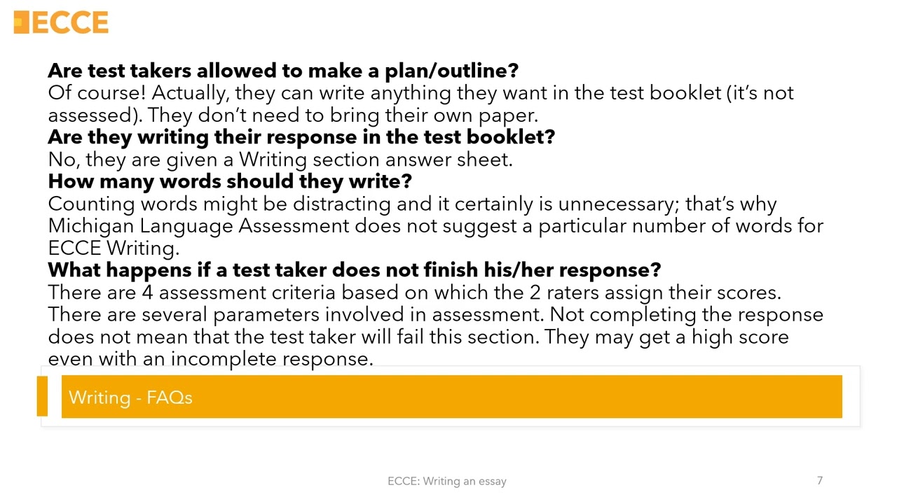ECCE: Writing an essay