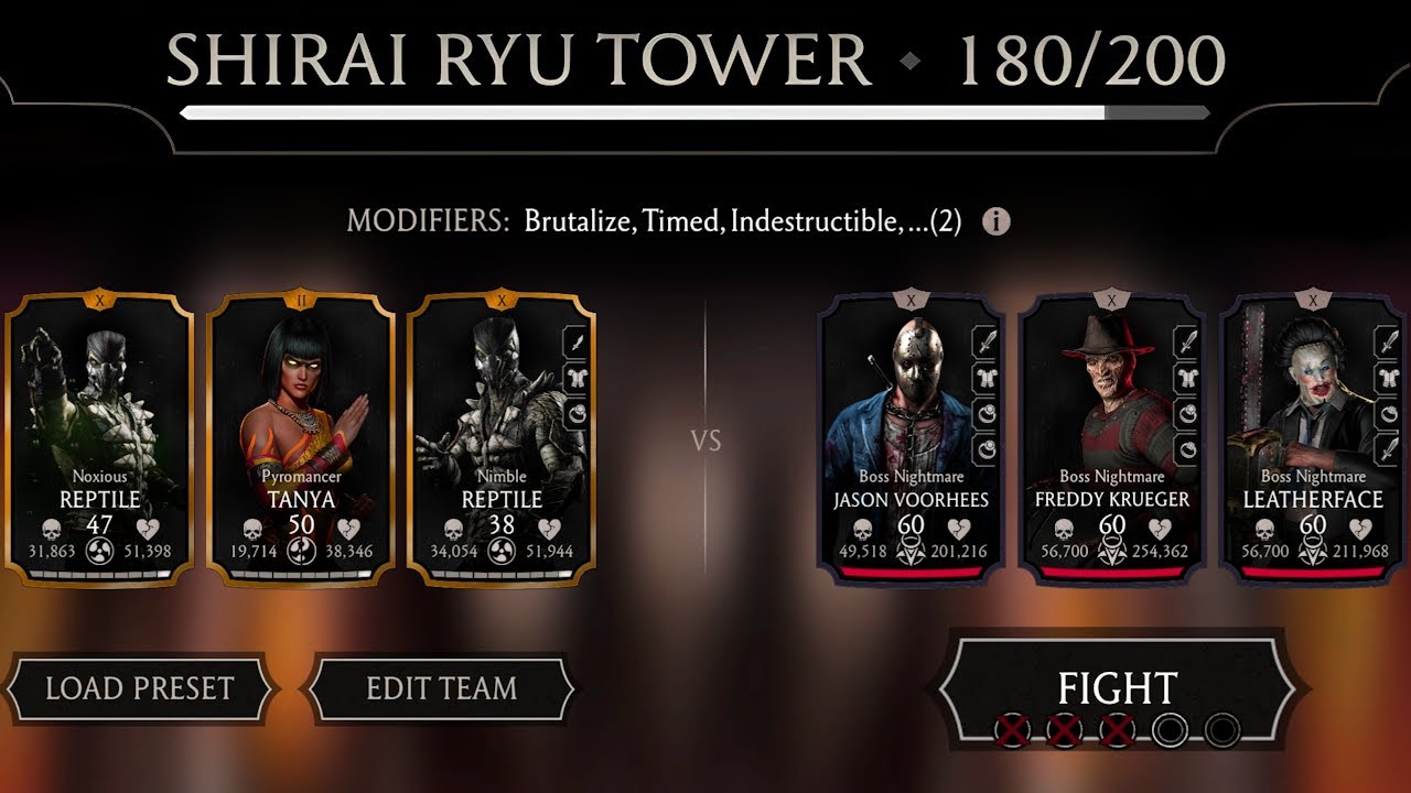 Essas foram fáceis | Lutas Chefes 160 e 180 Torre Shirai Ryu Fatal com Time Ouro | MK Mobile