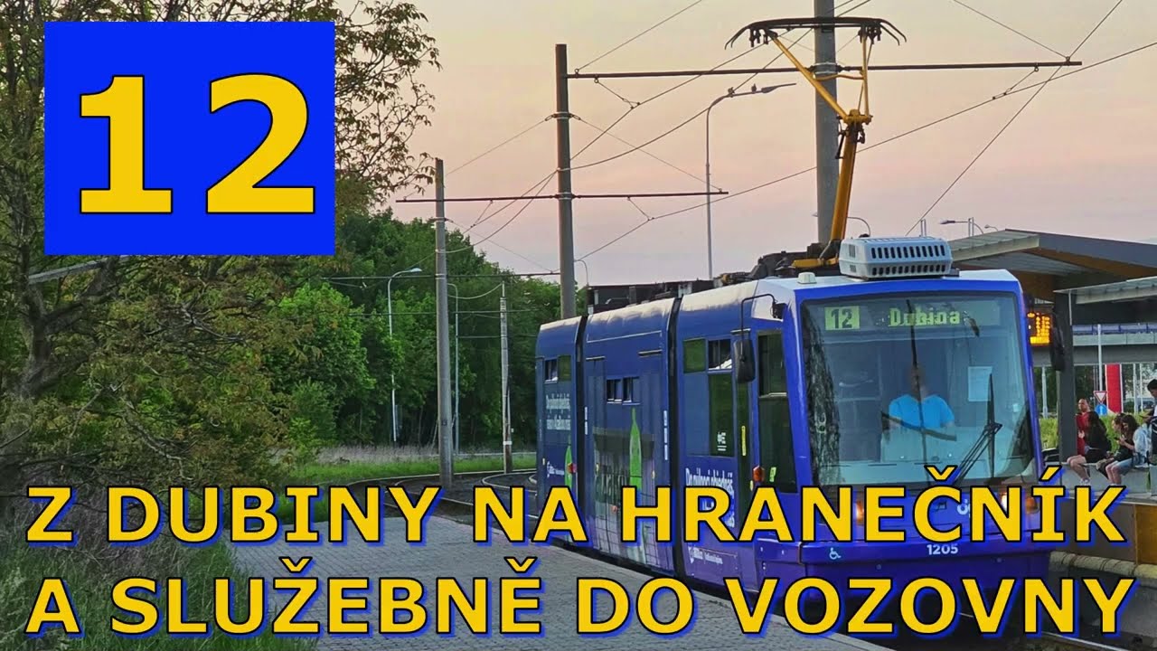 OSTRAVSKÉ TRAMVAJE: linka č. 12 (Dubina - Hranečník) a služební jízda do vozovny