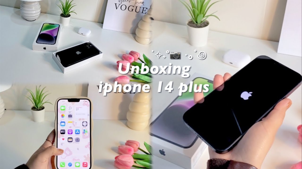 Unboxing iPhone 14 plus  midnight 🍎📲📦camera test and setup | 