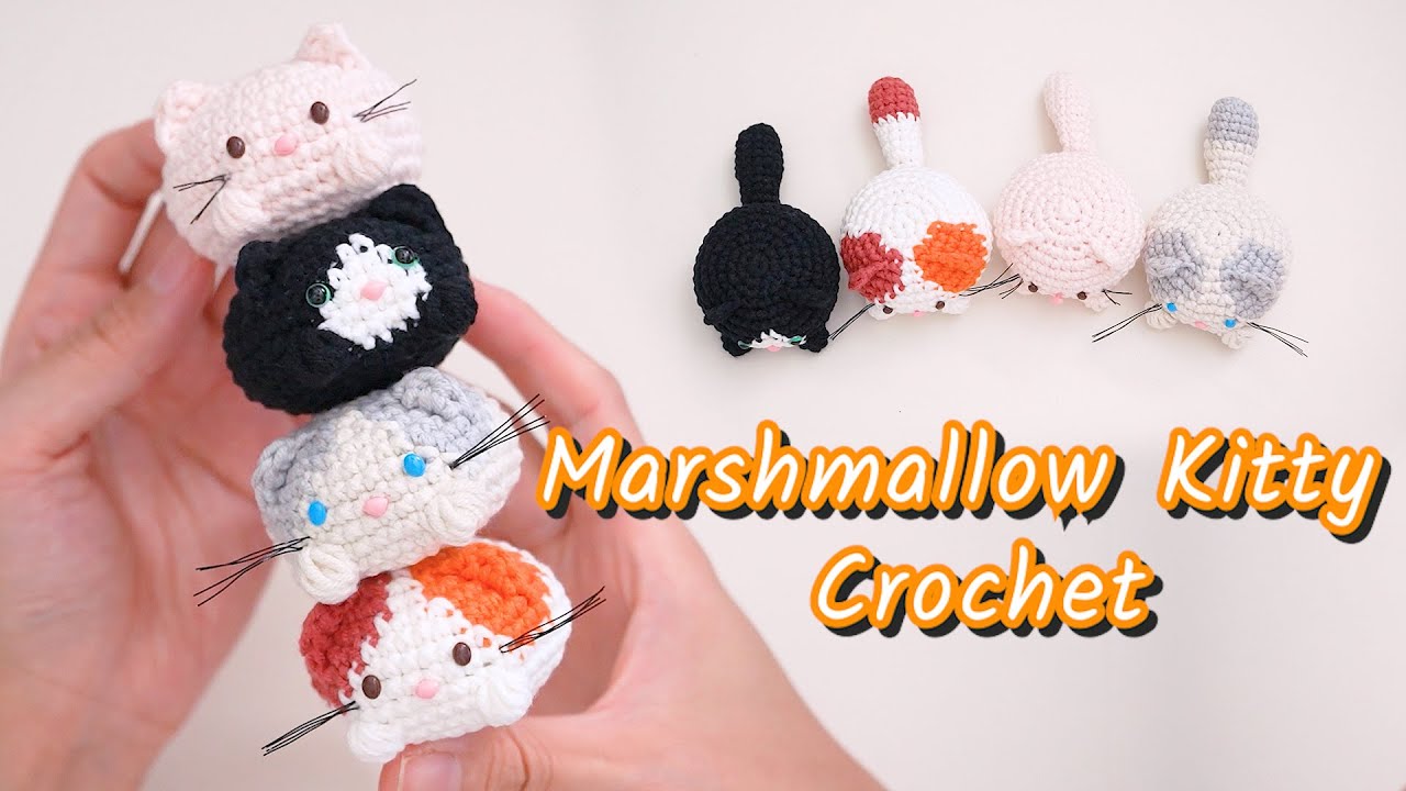 How to crochet | no sew marshmallow cat amigurumi |  棉花糖猫钩针编织 | quick and easy step by step tutorial