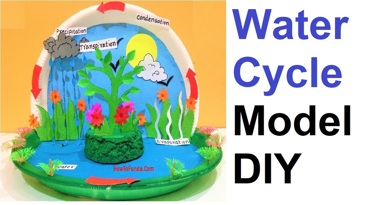 water cycle model (3d)  making using cardboard and waste materials  | diy | howtofunda | still model