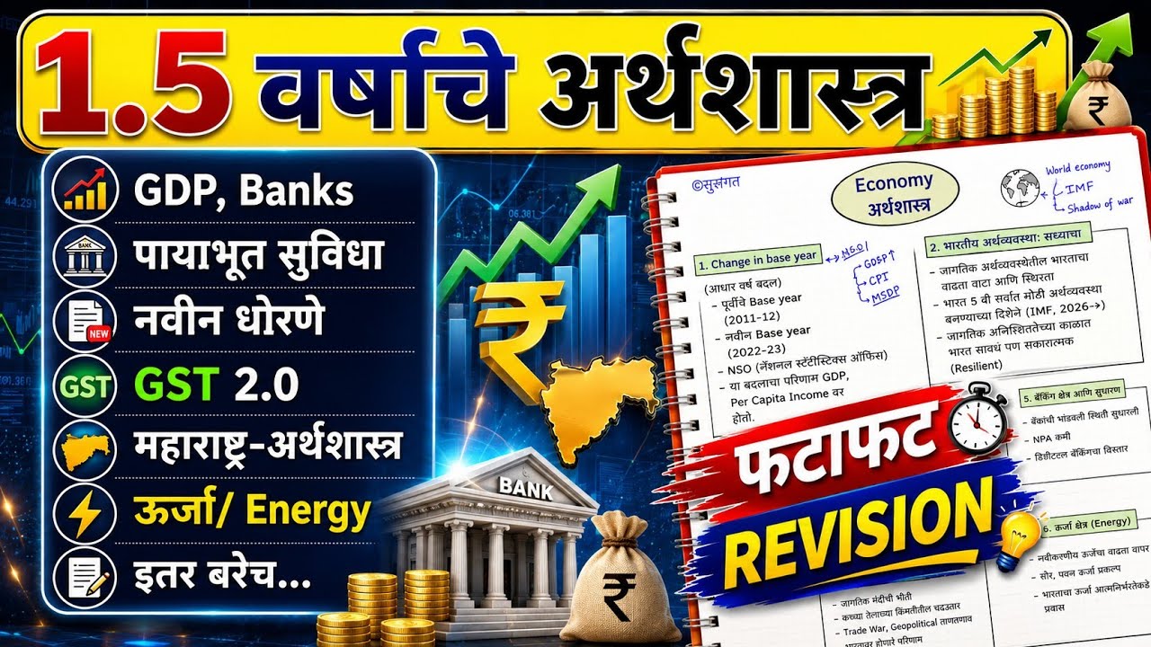 1.3 तासांत Economy/ अर्थशास्त्र | MPSC current affairs revision marathon 2026 | सुसंगत