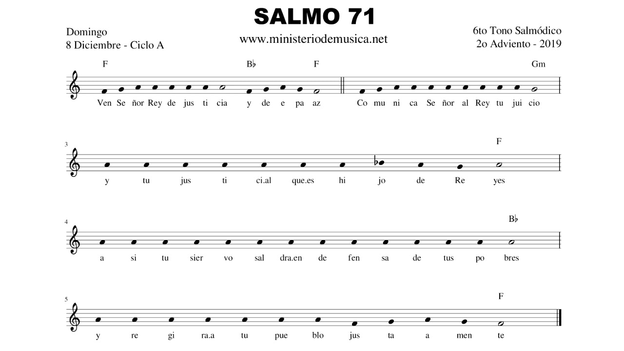 Salmo 71 - 8 Diciembre  2019 - Formación Musical para Salmodiar - 2o TAA