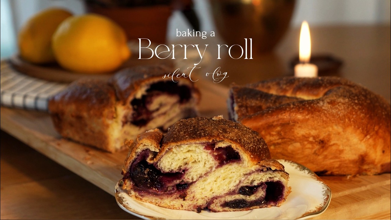 A Quiet Afternoon Baking a Berry Roll and Making Tea | Silent Vlog