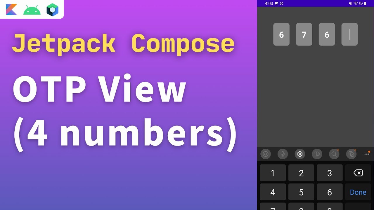jetpack compose otp view | android compose otp view | android jetpack compose otp view example