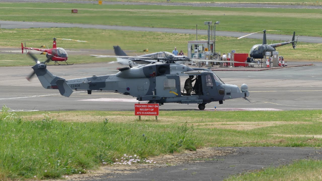 [4K] British Army Wildcat Helicopter Takeoff from Gloucester