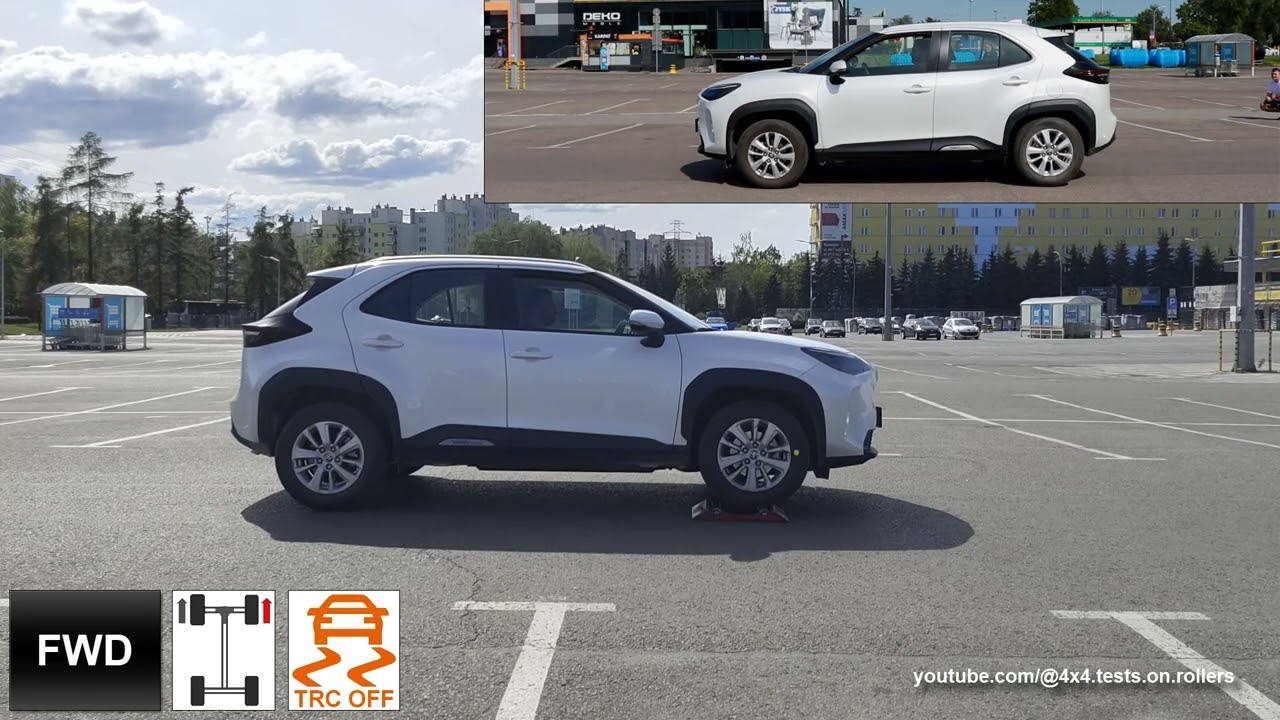 SLIP TEST - 2WD vs AWD - Toyota Yaris Cross Hybrid - @4x4.tests.on.rollers