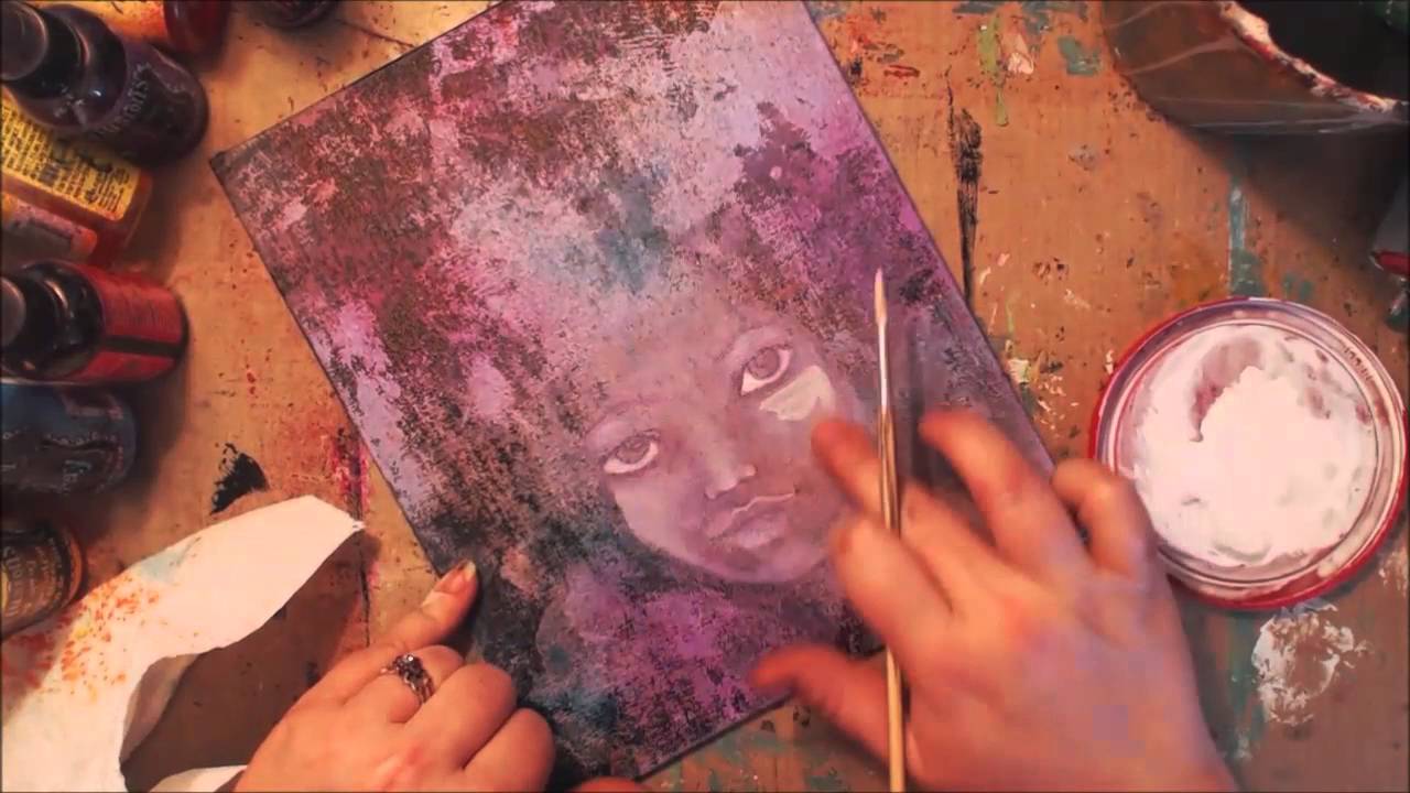 Beating a creative funk, using Dylusions products, mixed media on Canvas Board