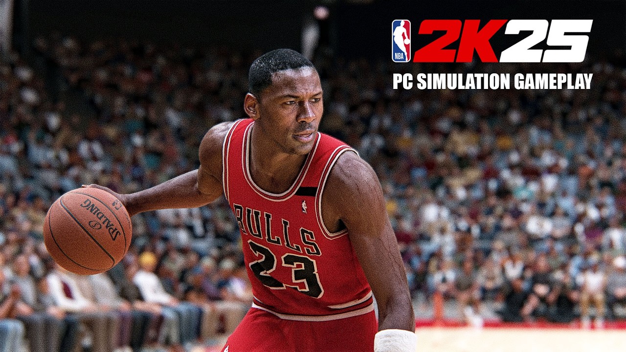 NBA 2K25 (PC) 1985-1986 BULLS vs HAWKS Simulation modded broadcast cinematic gameplay