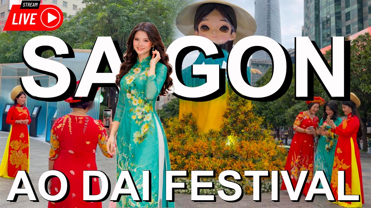 Saigon Women’s Day LIVE 🇻🇳 Ao Dai Festival Night at Nguyen Hue Walking Street (4K)