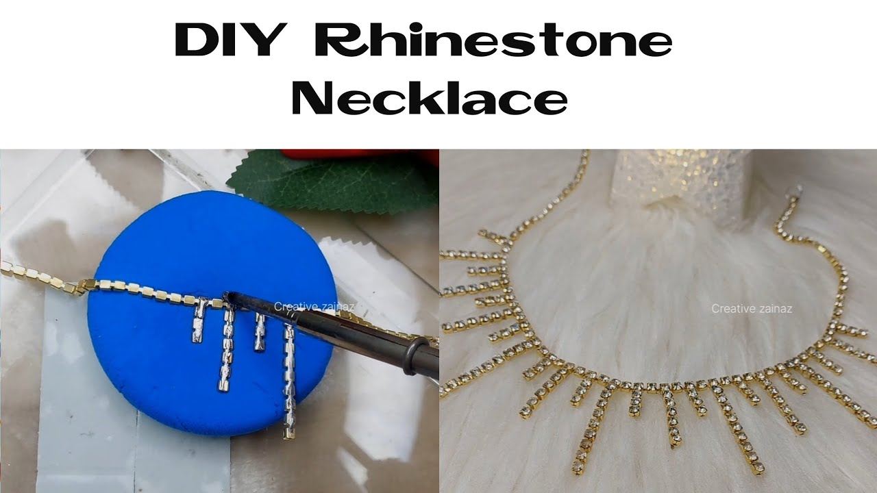 DIY Rhinestone Necklace at home 😍 #creativezainaz #diycrafts #jewelrymaking #necklace