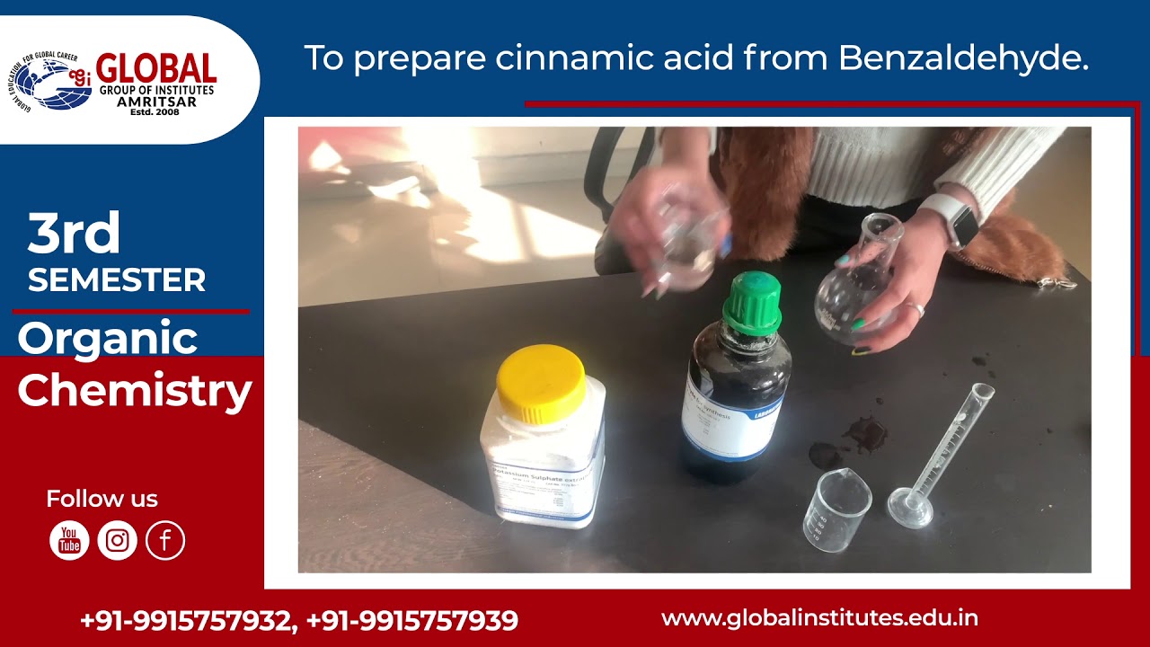 To prepare cinnamic acid from Benzaldehyde.