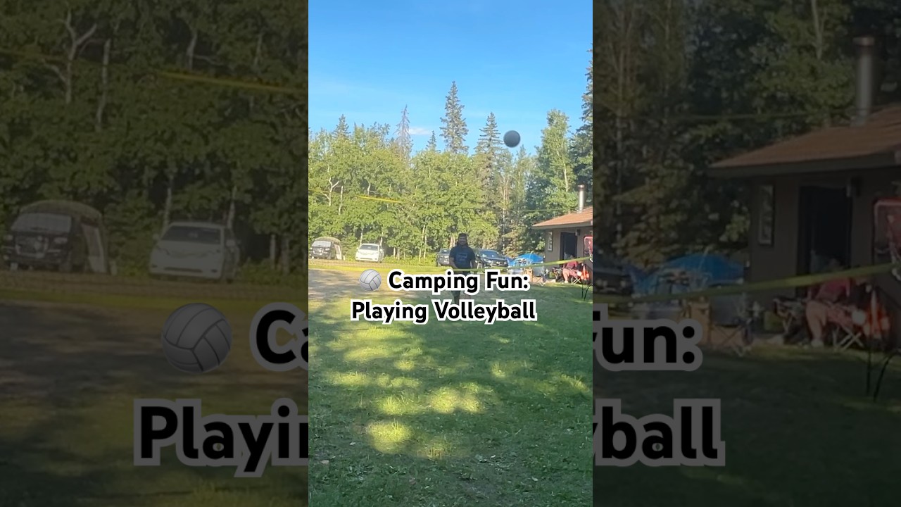 🏐 Camping Fun: Playing Volleyball in the Great Outdoors | M&M Adventures #Shorts