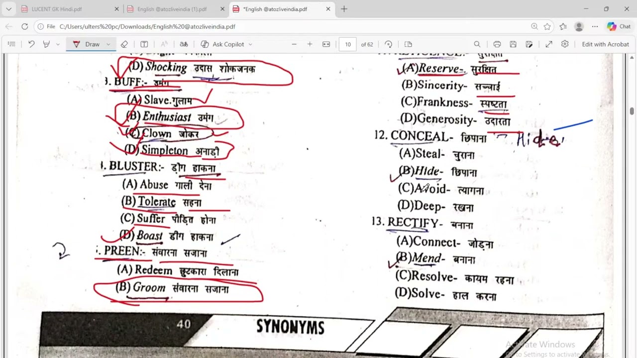 One shot :BPSC AEDO General English 2025 | BPSC AEDO English | SYNONYMS MCQs | AEDO English #aedo