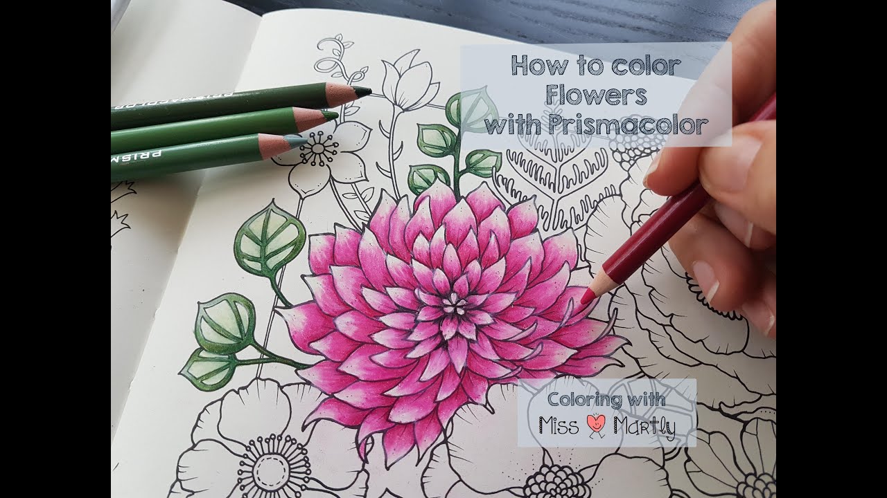 How to color Big Flowers with Prismacolor Part 1| World of Flowers | Johanna Basford