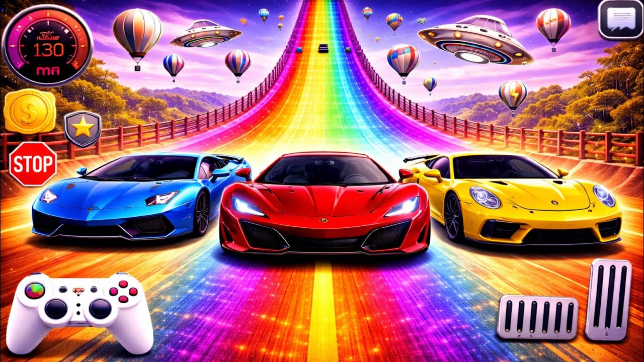 Ramp Red Car Racing Flyover 3D Gameplay_Android || Ramp Car Stunts Racing Video Car Simulator Game