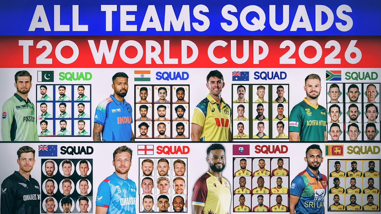 All Teams Squads For T20 World Cup 2026 | ICC T20 World Cup 2026 squad
