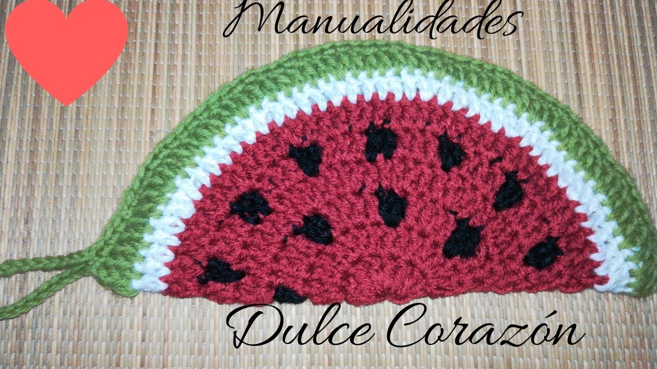 Agarrador de olla acrochet con forma  de sandia by Dulce Corazón