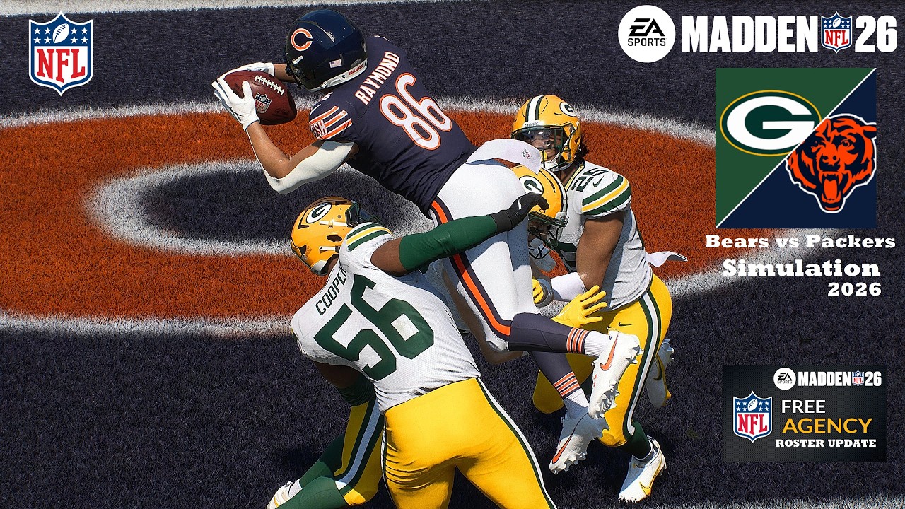 Madden 26 Kalif Raymond Bears vs Skyy Moore Packers - Updated Roster- Simulation 2026 Game Play