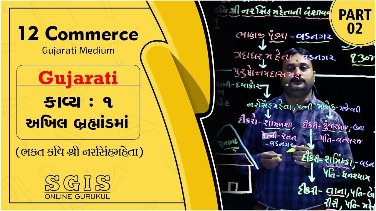 SGIS | STD 12 Com. Gujarati | કાવ્ય :1 અખિલ બ્રહ્માંડમાં Part : 2 | GSEB | Ft. Hiren Tank | G509