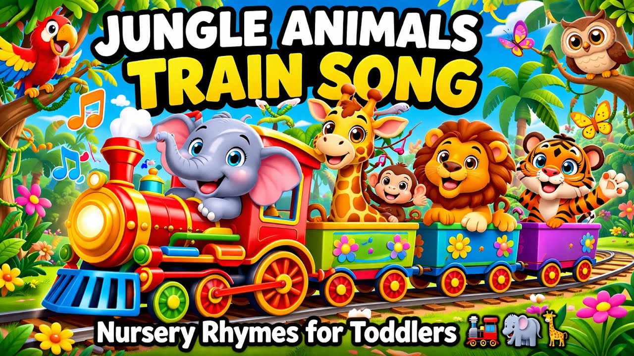 Jungle Animals Train Song 🚂 Fun Kids Learning Ride