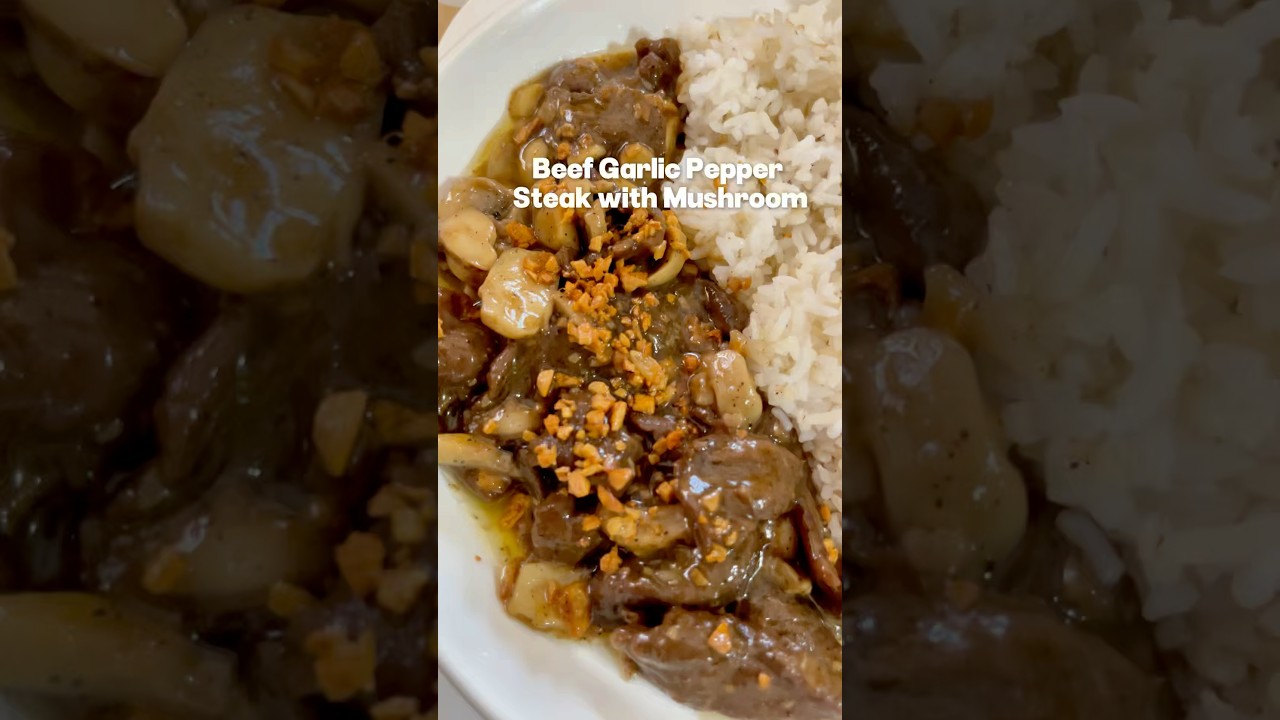 Beef Garlic Pepper Steak with Mushroom Gravy Sauce. #homecook #everydaywoksoflife #easyrecipes