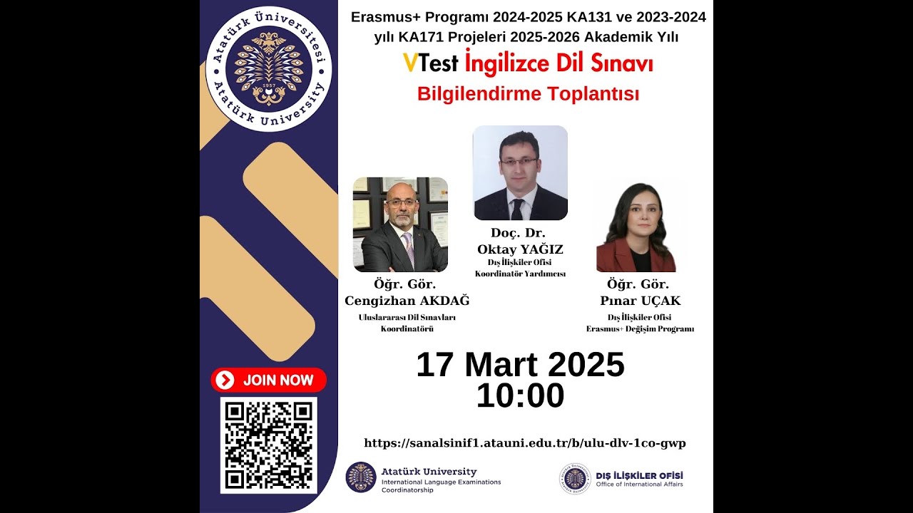 Erasmus+ Programı 2024-2025 KA131 Akademik Yılı İngilizce Dil Sınavı Bilgilendirme Toplantısı