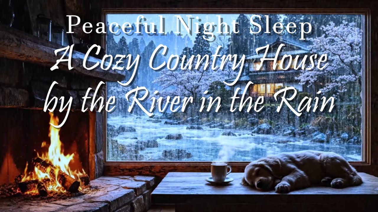 A Cozy Country House by the River in the Rain | Peaceful Night Sleep