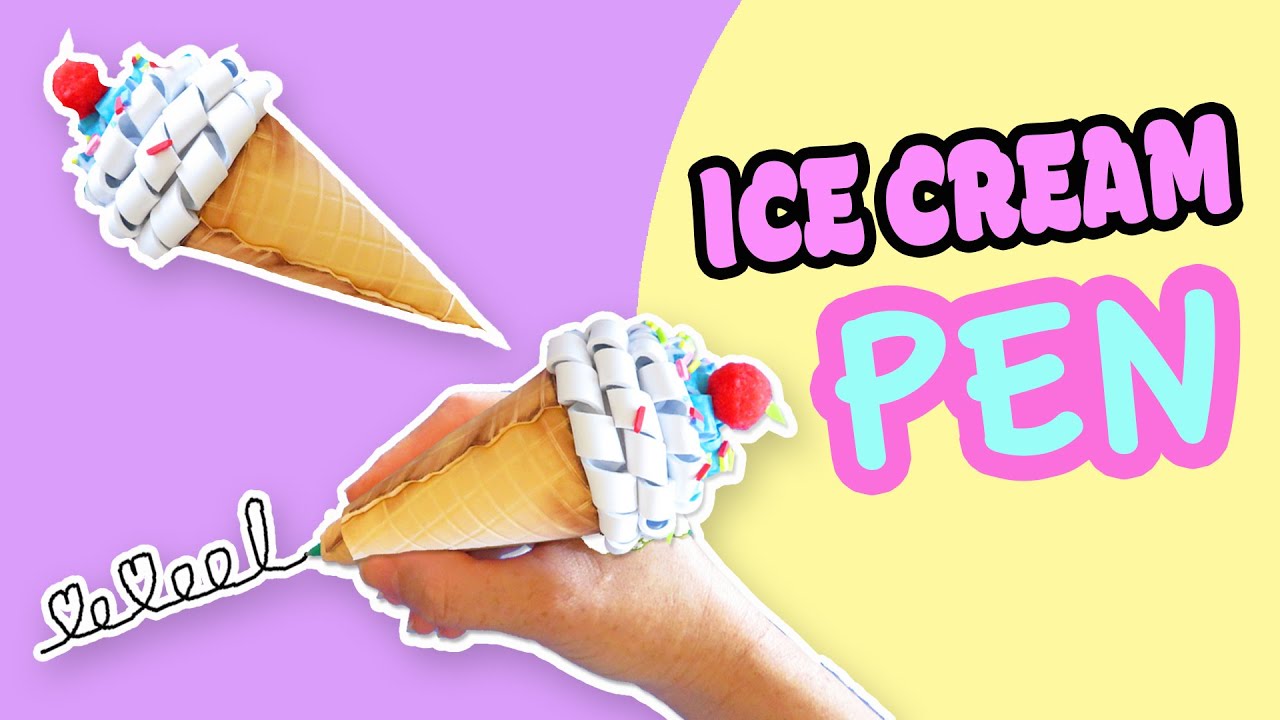 How to make a ICE CREAM PEN - Boligrafo Cono Helado Vainilla / aPasos Ideas EXPRESS