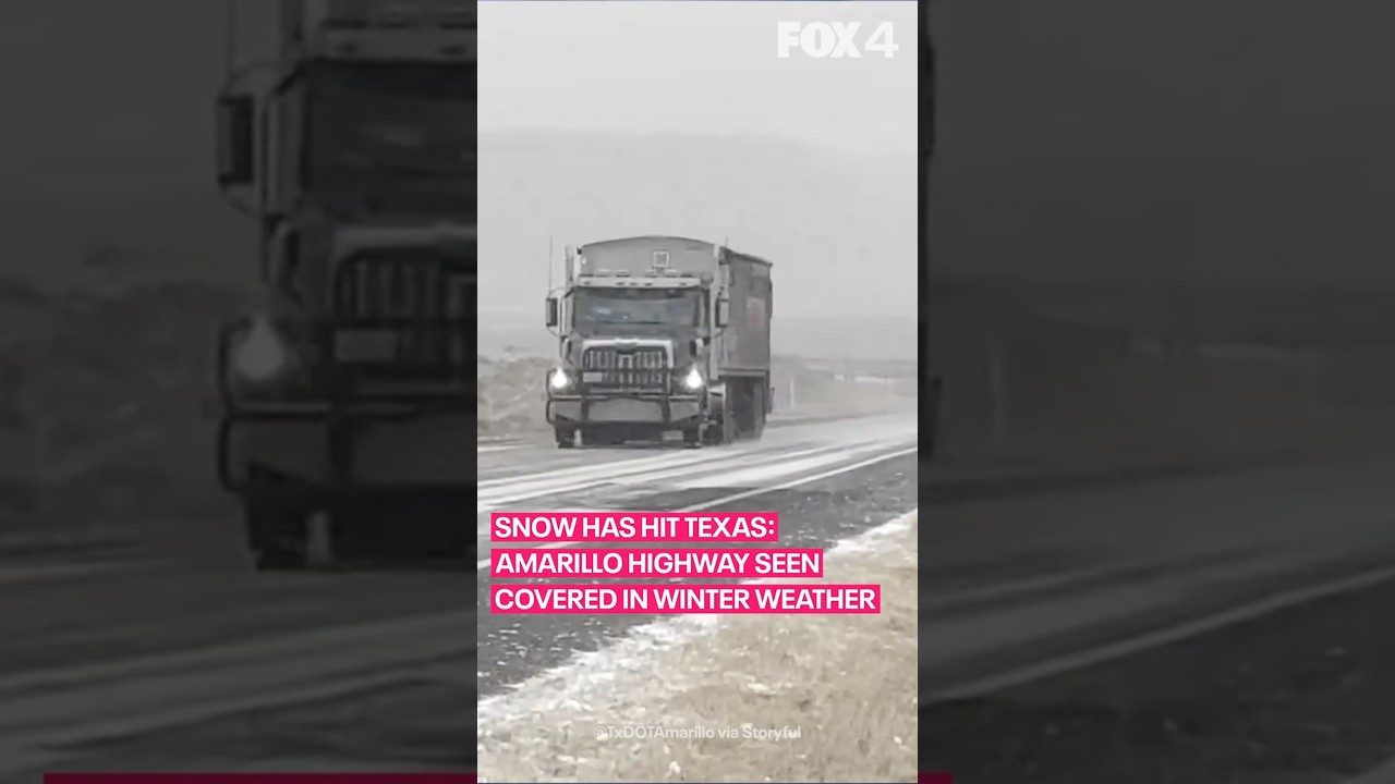 Snow falls in Amarillo as winter storm hits Texas