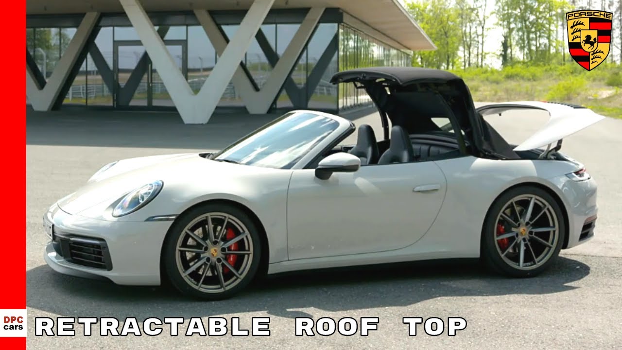 Convertible Porsche 911 992 Carrera S Cabriolet Retractable Roof Top In Action
