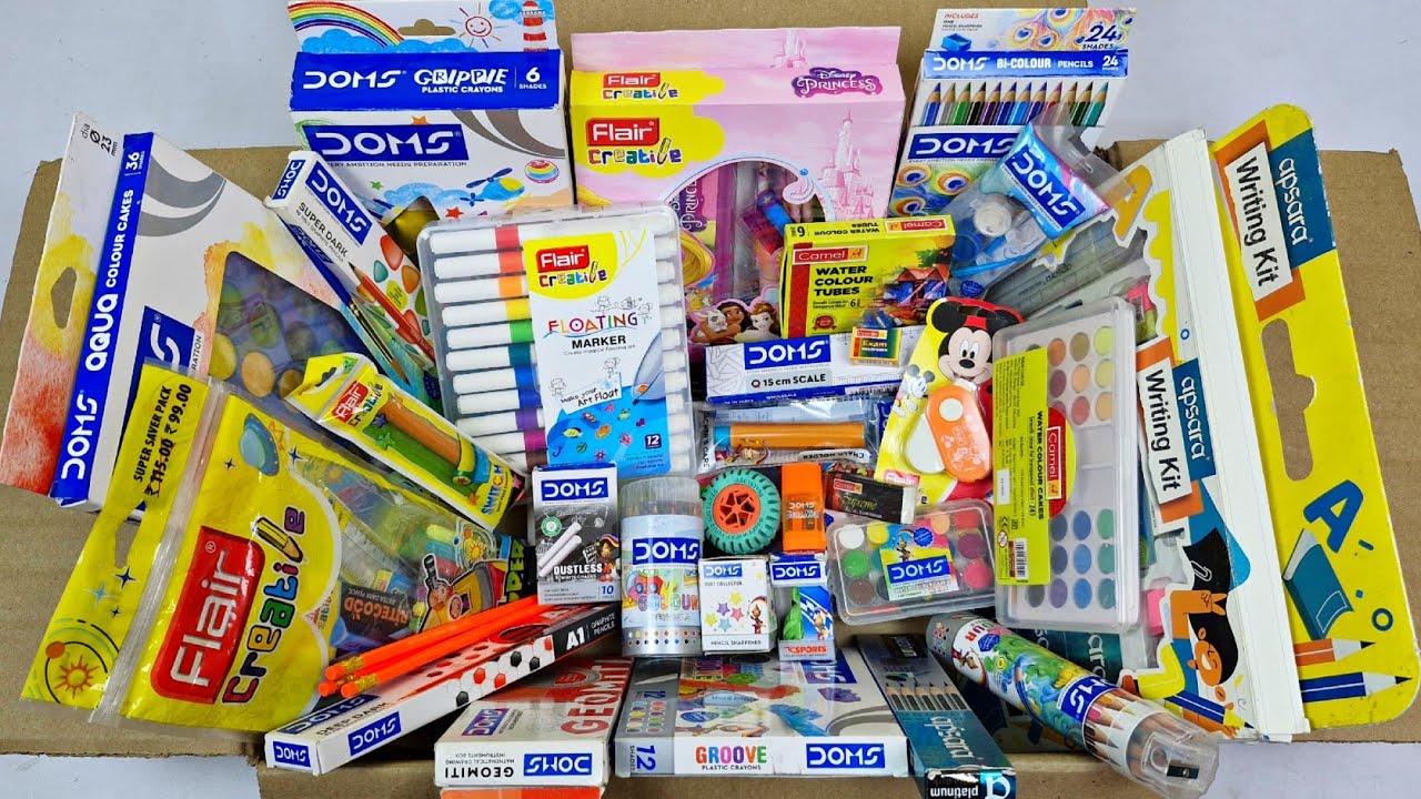 DOMS Stationery Collection🥰Apsara Writing kit, FLAIR Princess Kit, Crayon, Sharpener, Eraser, Pencil