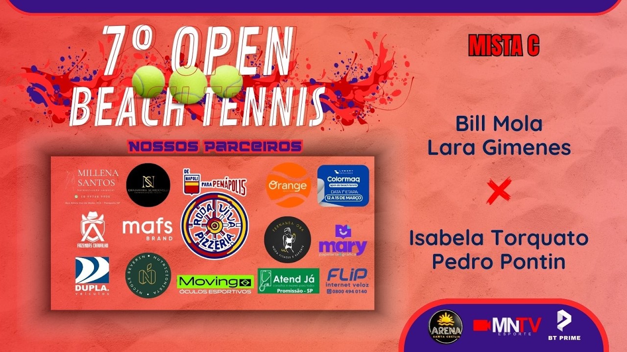 AO VIVO - 7º OPEN ARENA SANTA CECÍLIA DE BEACH TENNIS PRIME 300 - PENAPOLIS - SP