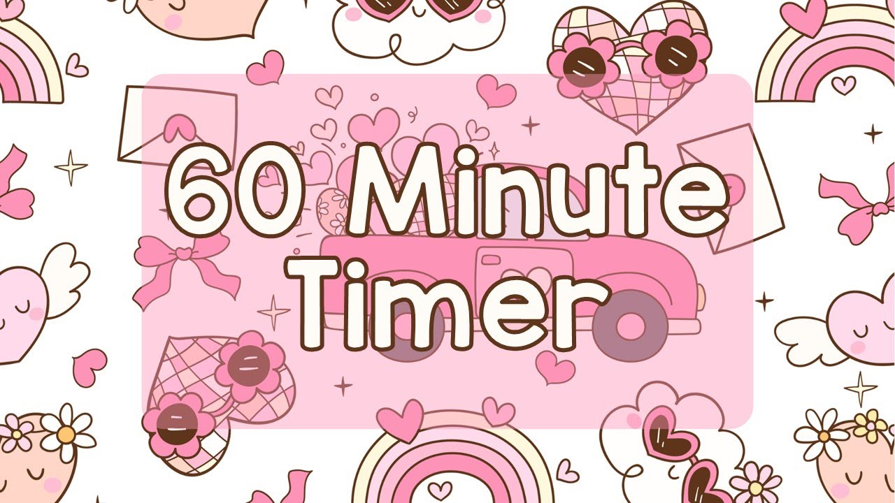 60 Minute Timer - Pink Retro Groovy Valentine's Day Themed Timer - Calm Ending Chime - No Music
