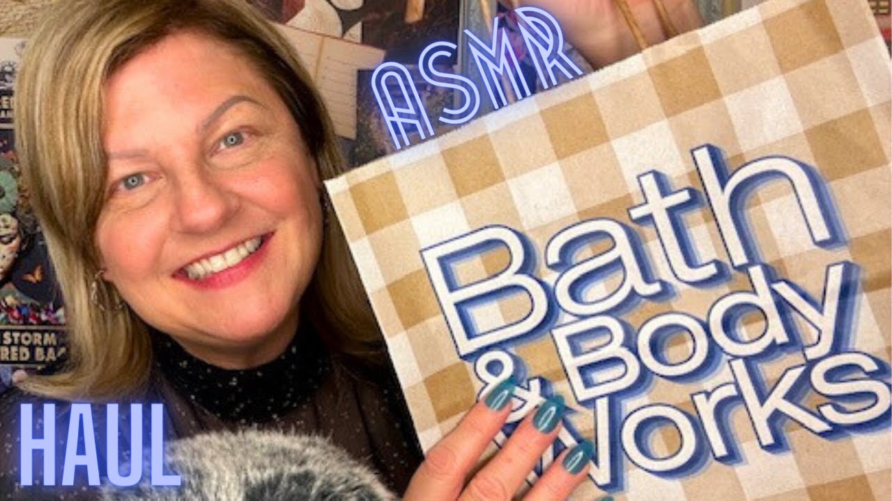 ASMR | Bath & Body Works Shopping Haul with Gum Chewing and Tingly Tapping with Long Nails 💙✨