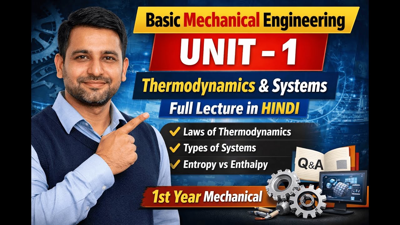 BME Unit-1 Explained in Hindi |Fundamentals, Thermodynamics, Systems & Processes | RTU, Kota