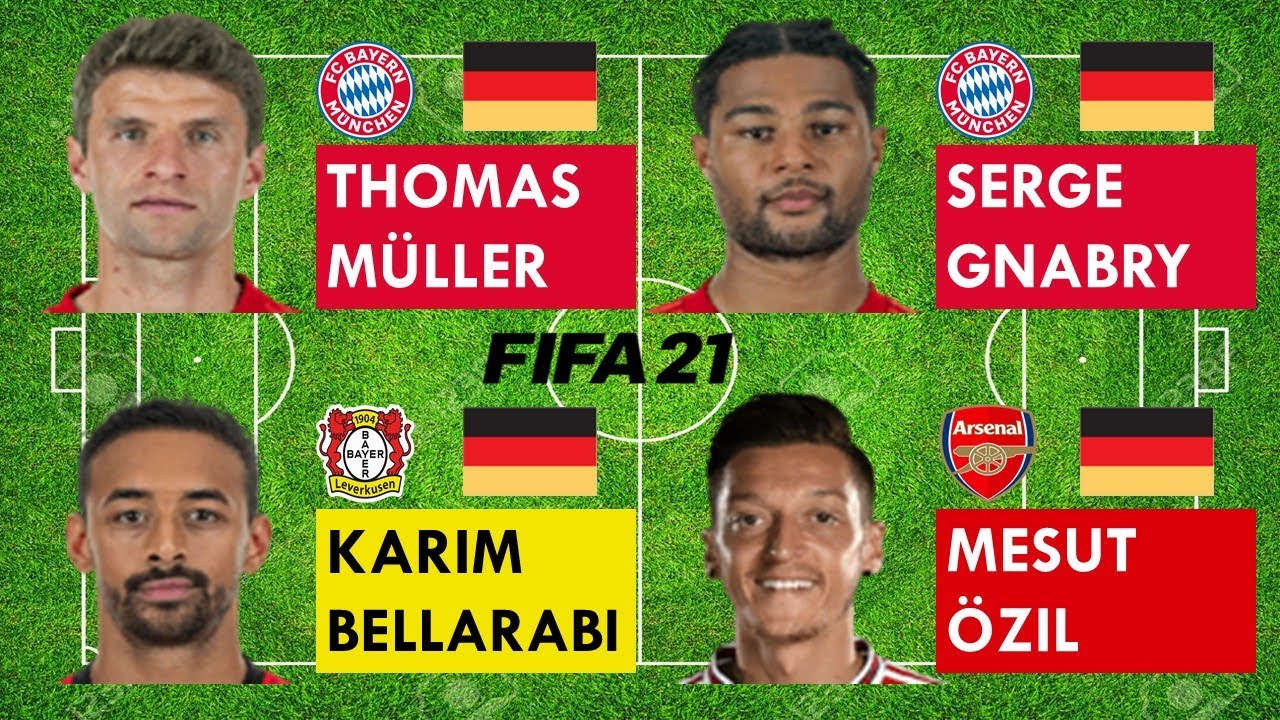 Germany(RM)-FIFA21 compare | Thomas Müller vs Serge Gnabry vs Karim Bellarabi vs Mesut Özil