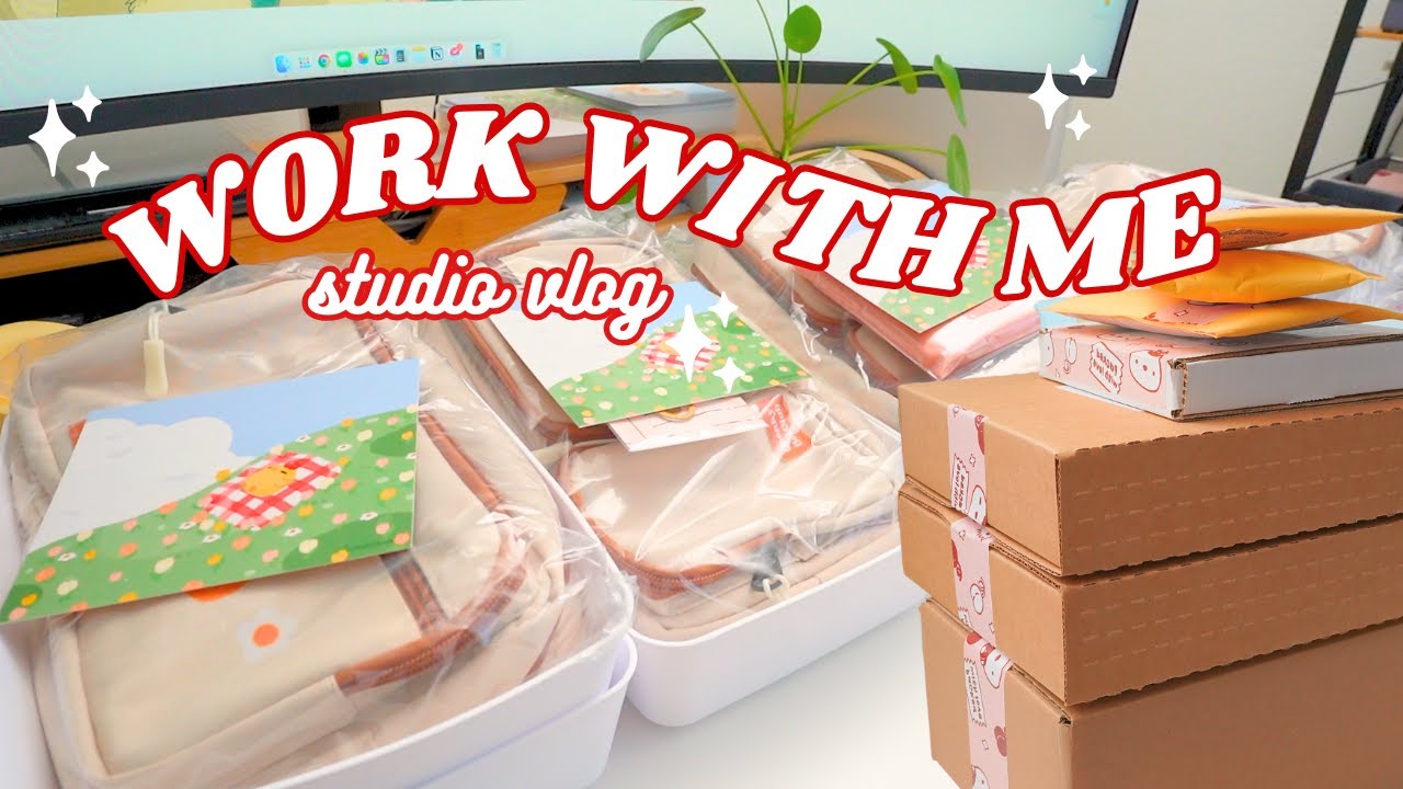 📦📎 Pack orders with me ꒰ᐢ. .ᐢ꒱₊˚⊹ studio vlog | day in the life, unboxing new sample & gear